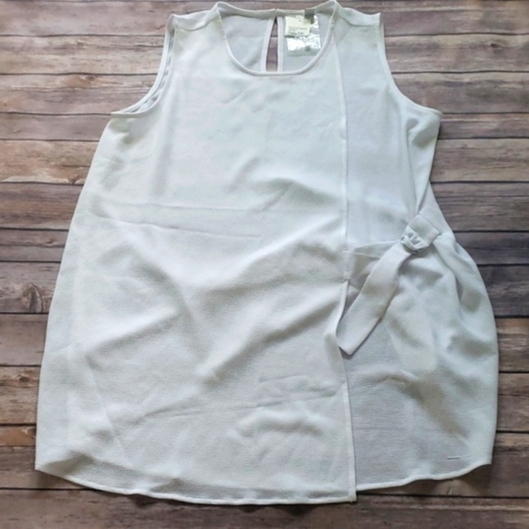 Cato Tops - Cato white faux wrap top with adjustable side buckle NWT